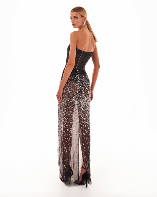 CRYSTAL COVERED FABULOUS BLACK MAXI DRESS