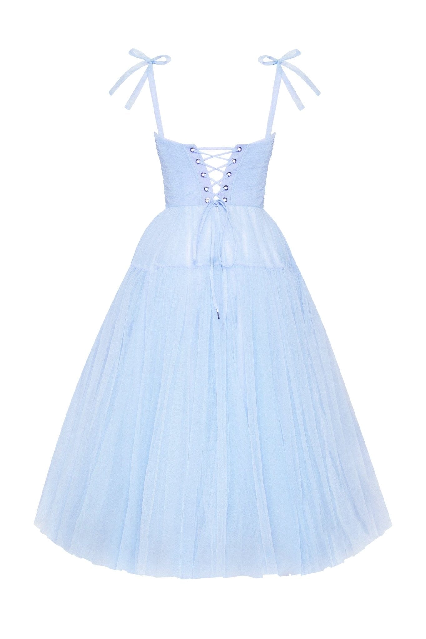 MISTY PINK & OCEAN BLUE TIE STRAPS TULLE DRESS
