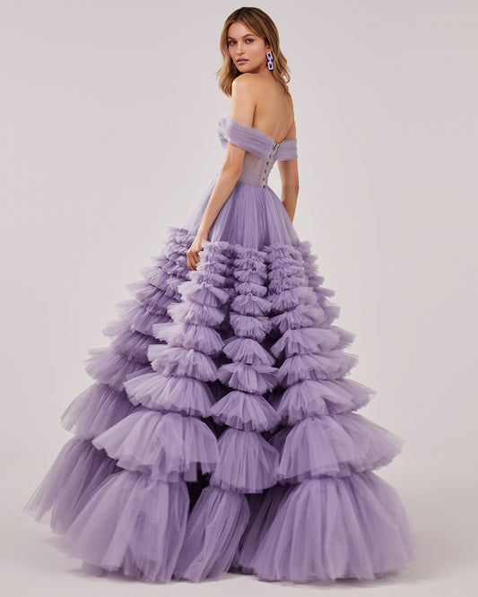 WISTERIA PUFFY PROM MAXI DRESS