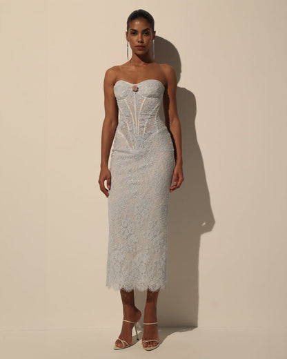 BEADED LACE CORSET DRESS