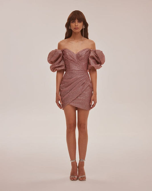 ROSE CUTE MINI DRESS WITH DOLL SLEEVES
