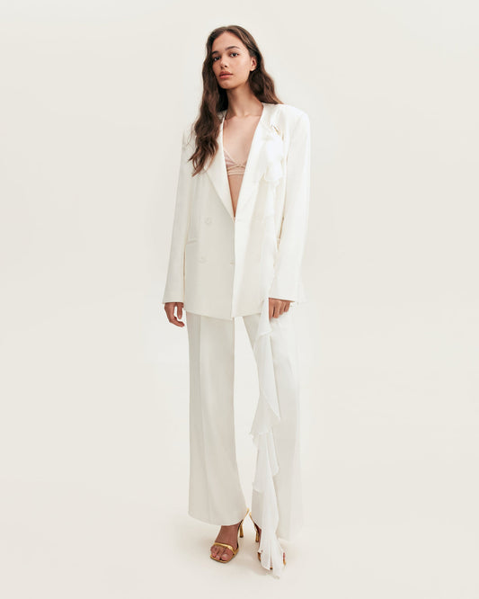 PANACHE WHITE SINGLE-BREASTED BLAZER, XO XO