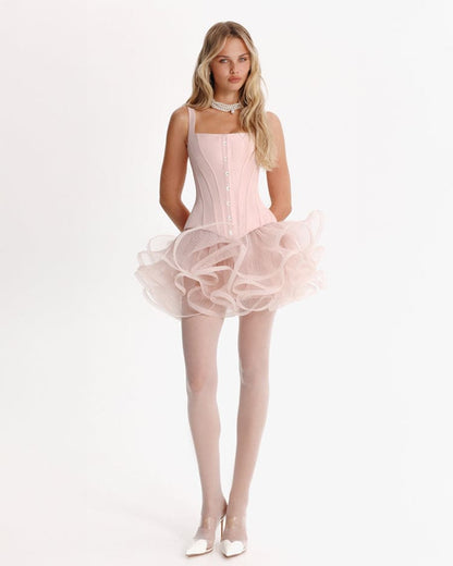 SCULPTURAL FLOWER-LIKE PINK MINI SKIRT