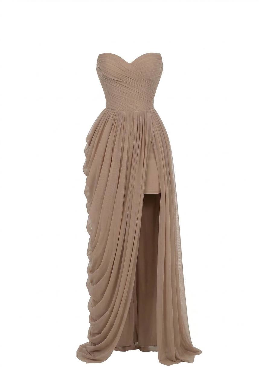 DRESS WITH CORSET BODICE AND DRAPING