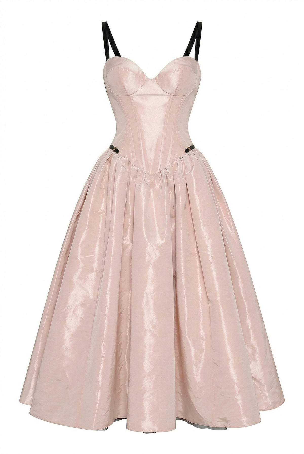 MISTY ROSE CORSET MIDI DRESS WITH CONTRAST DETAILS