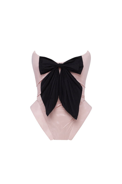 SLEEVELESS PINK CORSET WITH DETACHABLE BOW, PARISIENNE