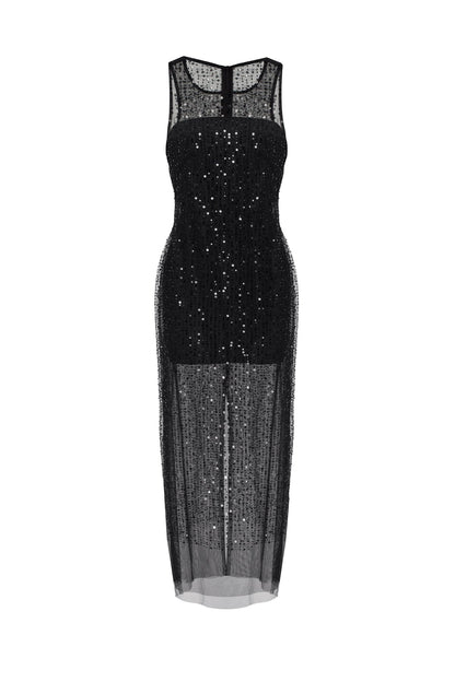 SENSATIONAL SHEER LACE MAXI DRESS, XO XO