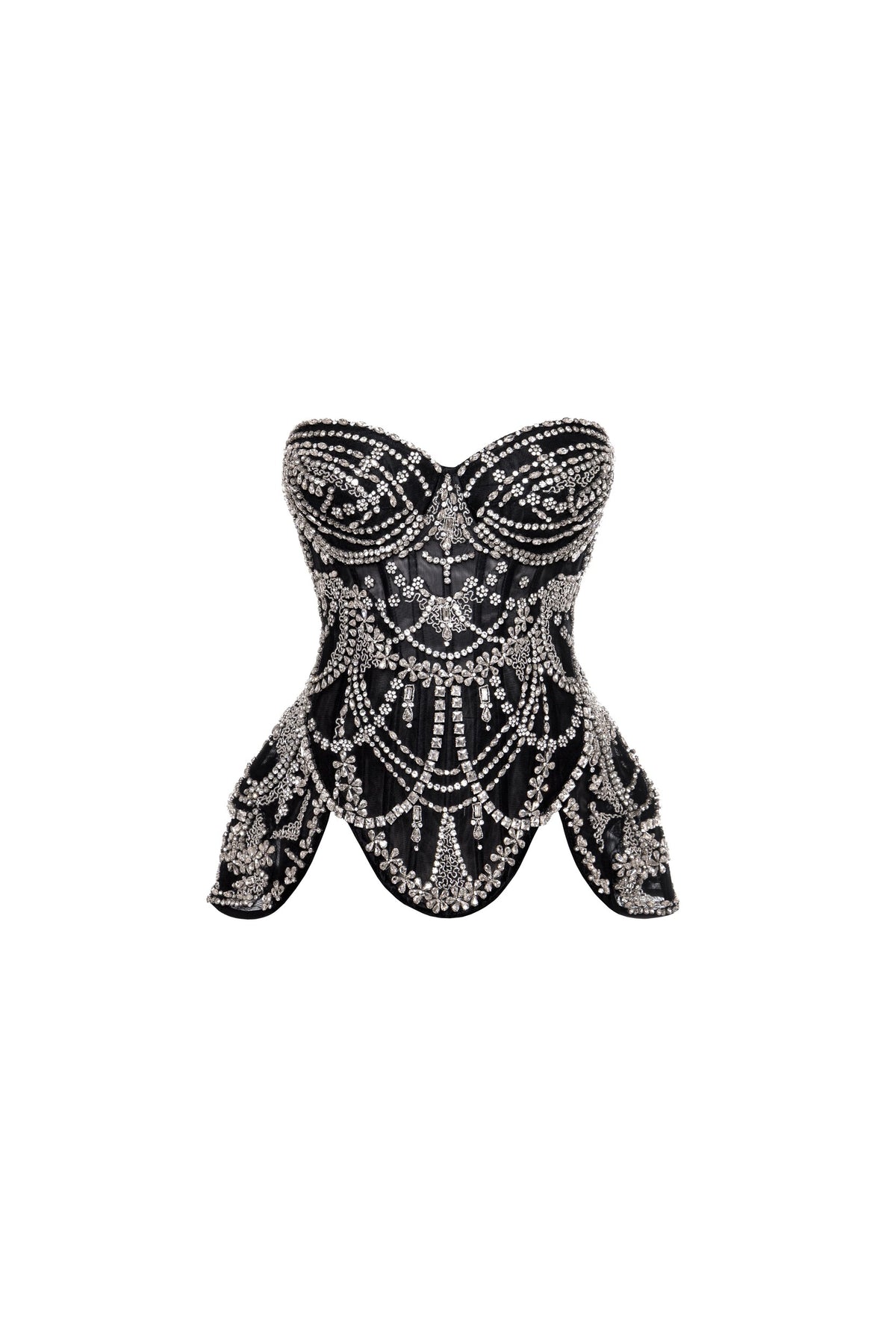 CRYSTAL-COVERED BLACK CORSET