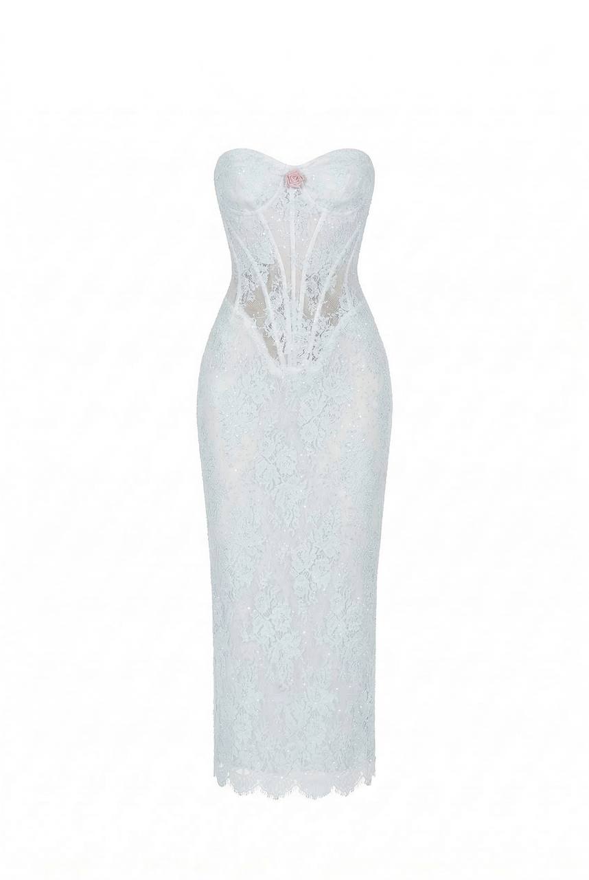 BEADED LACE CORSET DRESS