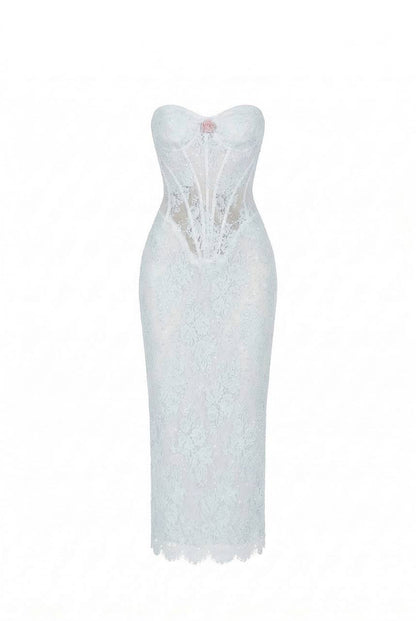 BEADED LACE CORSET DRESS