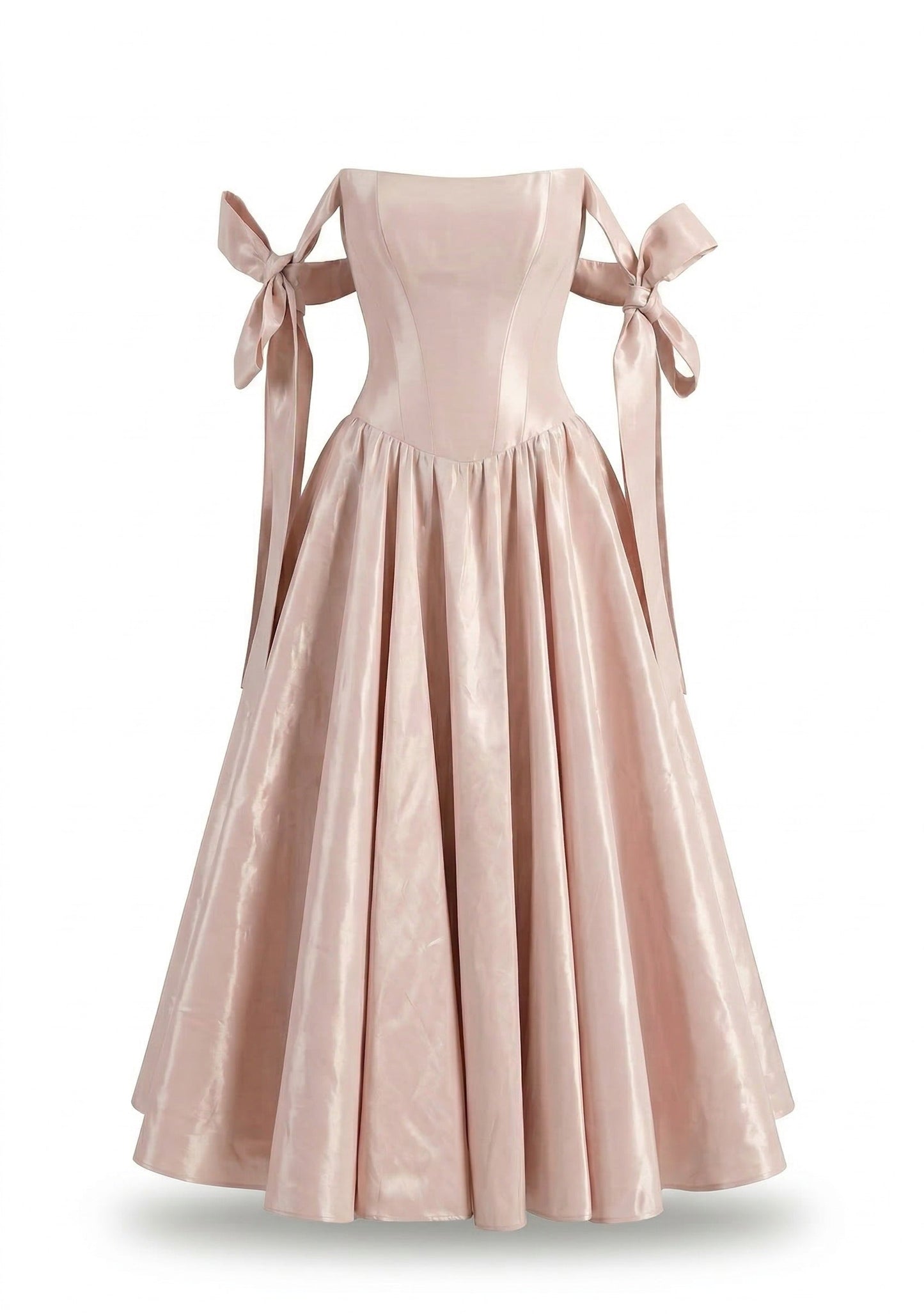 MISTY ROSE TAFFETA CORSET MIDI DRESS