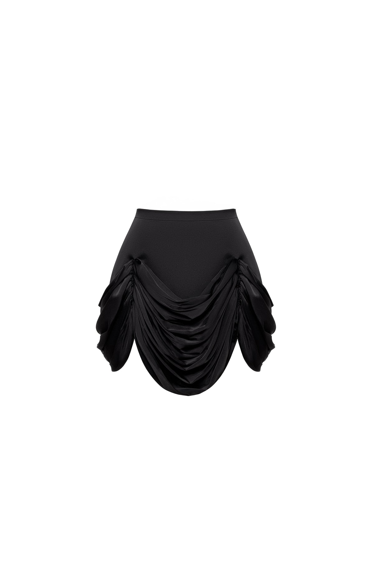 BLACK MINI SKIRT WITH DRAPING