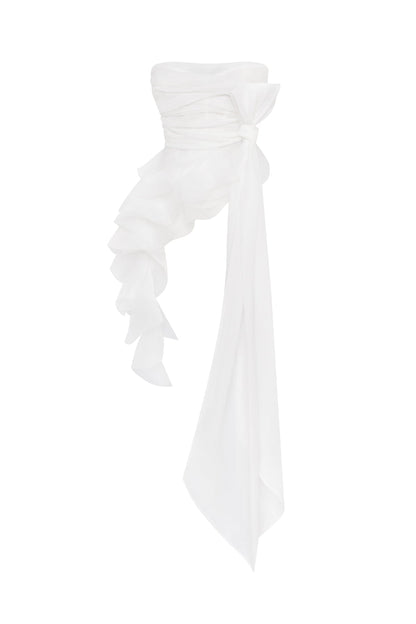 DREAMY BLOUSE WITH MERINGUE FLOUNCES IN WHITE, MIDNIGHT WALK