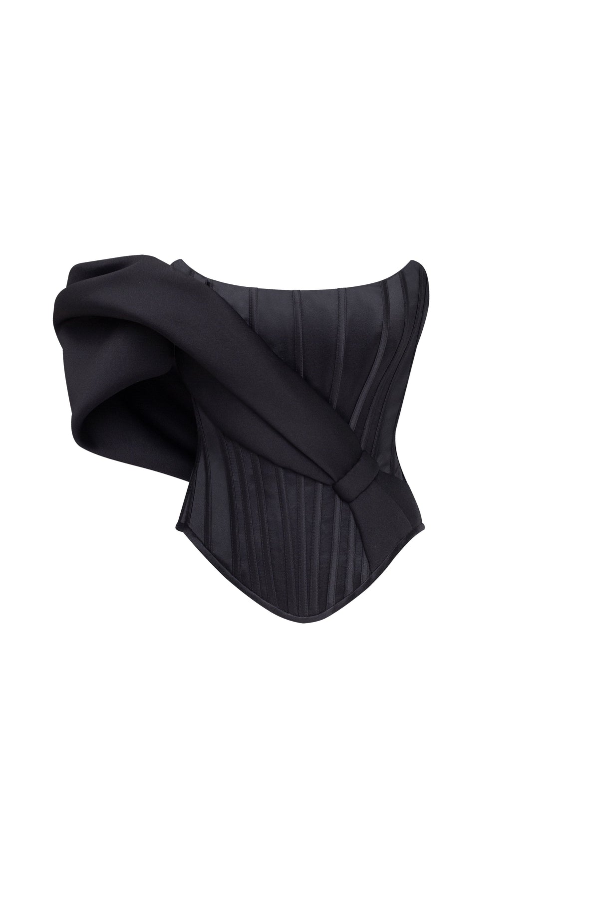 SPECTACULAR STRUCTURED BONED CORSET IN BLACK, MIDNIGHT WALK