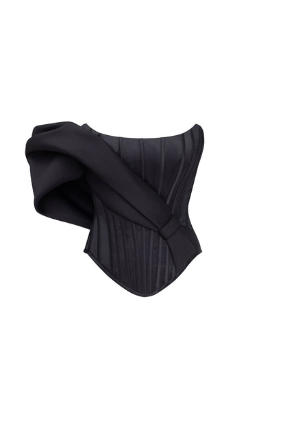 SPECTACULAR STRUCTURED BONED CORSET IN BLACK, MIDNIGHT WALK