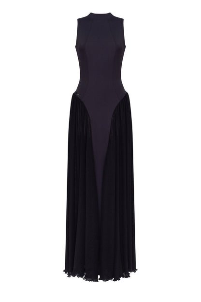 ELEGANT MOCK NECK MAXI DRESS, PARISIENNE
