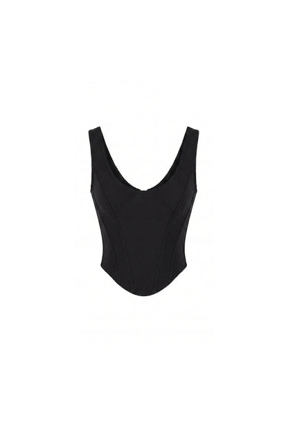 BLACK CORSET IN ITALIAN MESH WITH A ZIPPER