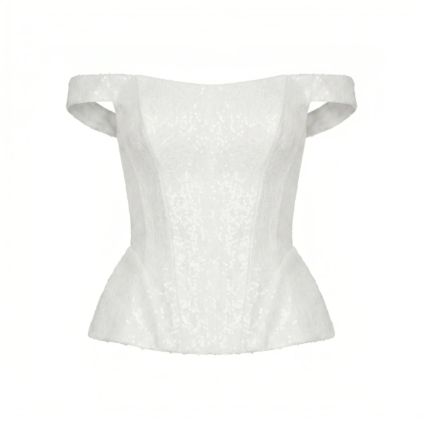SATIN IVORY CORSET WITH SEQUINS