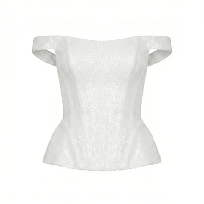 SATIN IVORY CORSET WITH SEQUINS