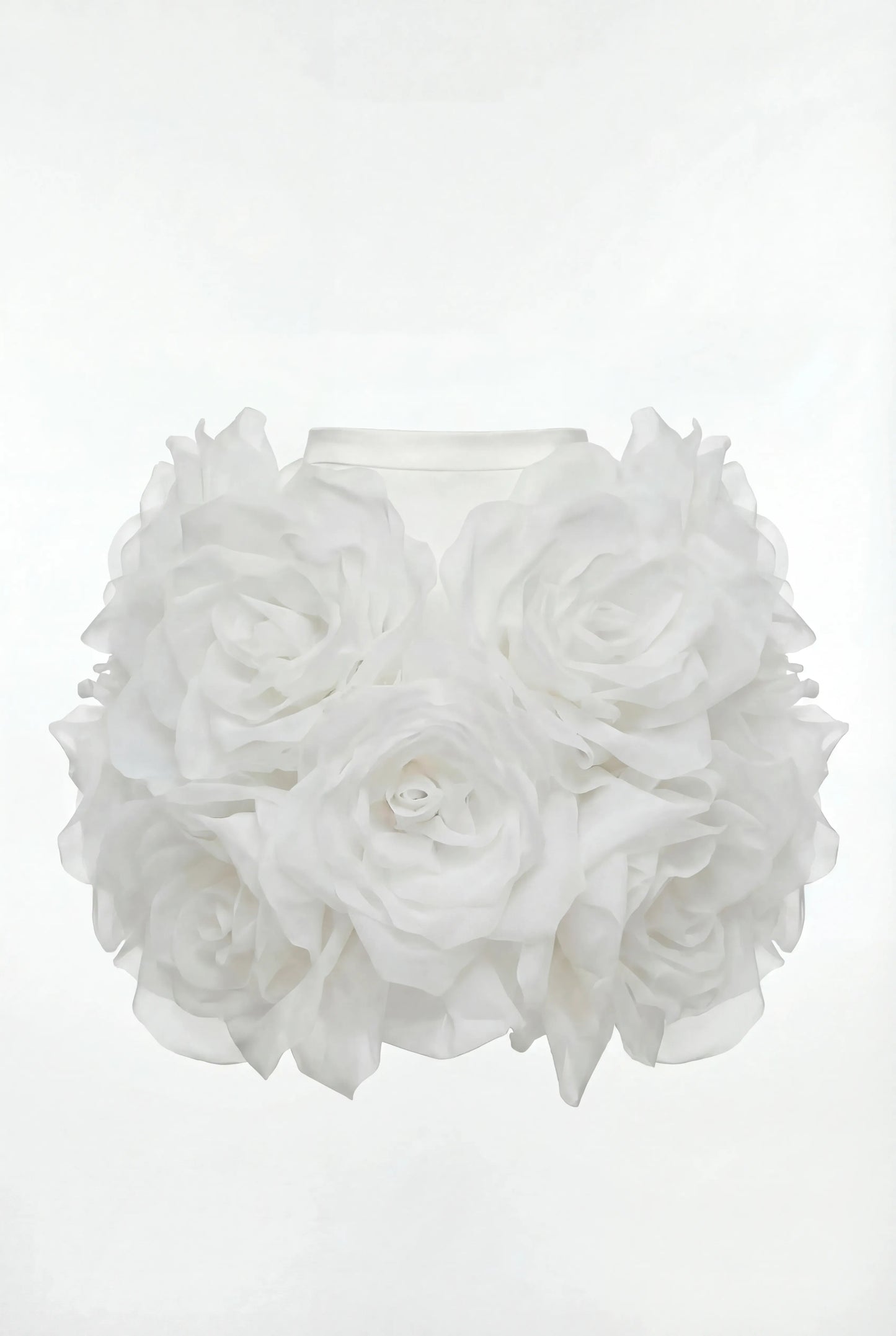 WHITE MINI SKIRT WITH ORGANZA FLOWERS