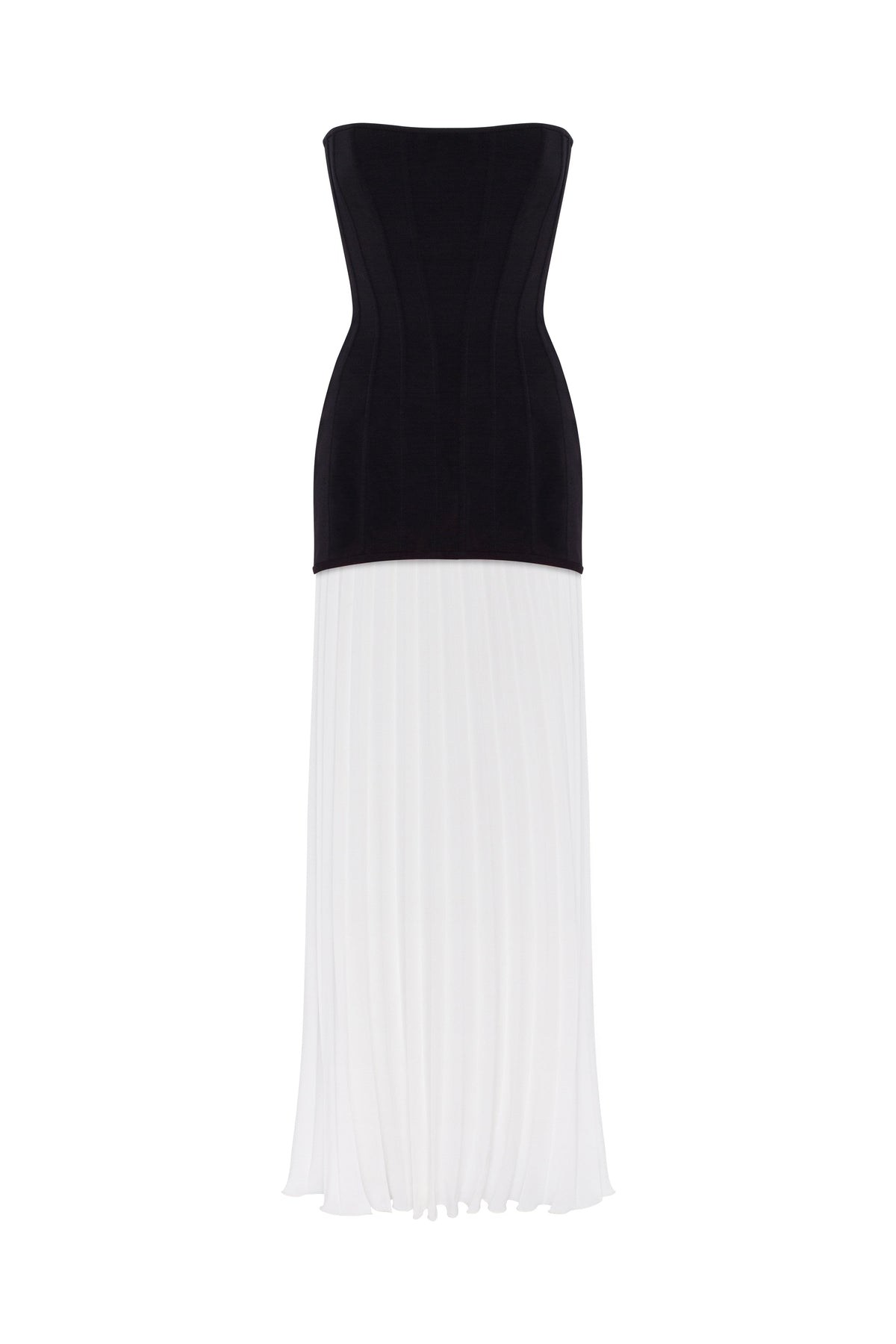 BLACK&WHITE DRESS WITH A PLEATED SKIRT, PARISIENNE