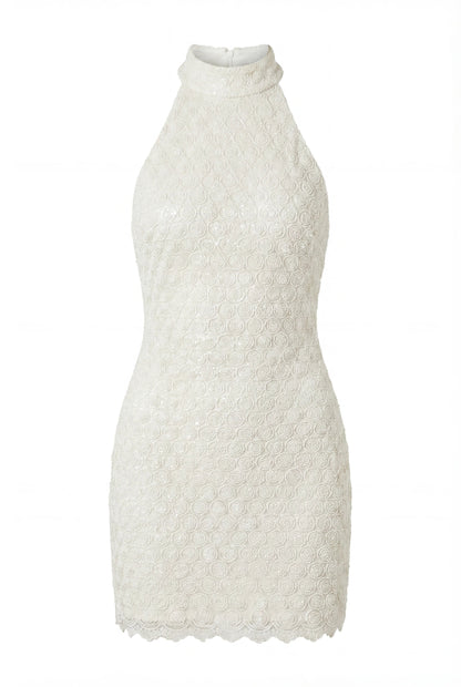 FITTED LACE IVORY MINI DRESS