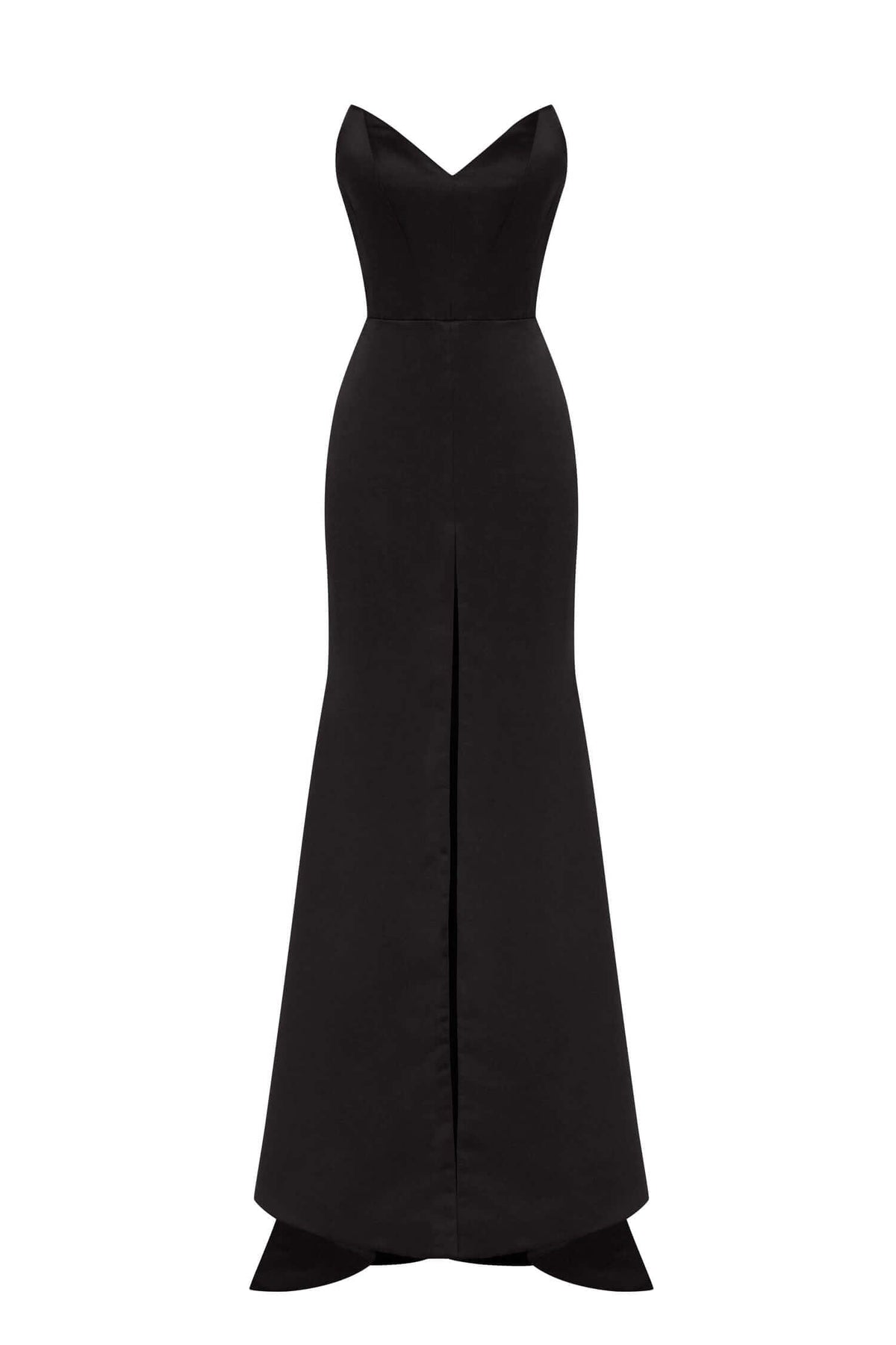 BLACK ELEGANT STRAPLESS TRUMPET EVENING GOWN