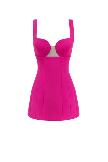 GLOSSY ULTRA MINI DRESS IN PINK WITH CUTOUTS
