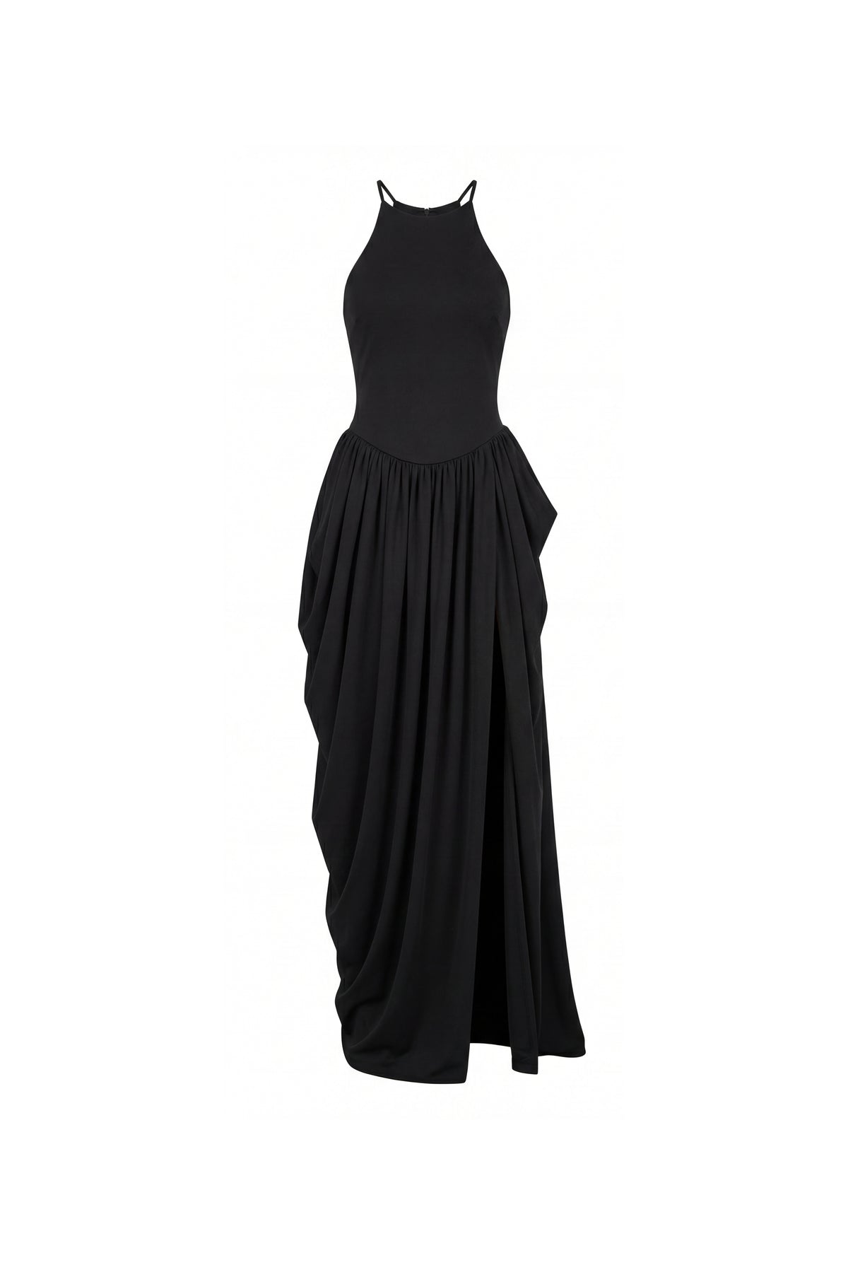 BLACK ELASTIC MAXI DRESS