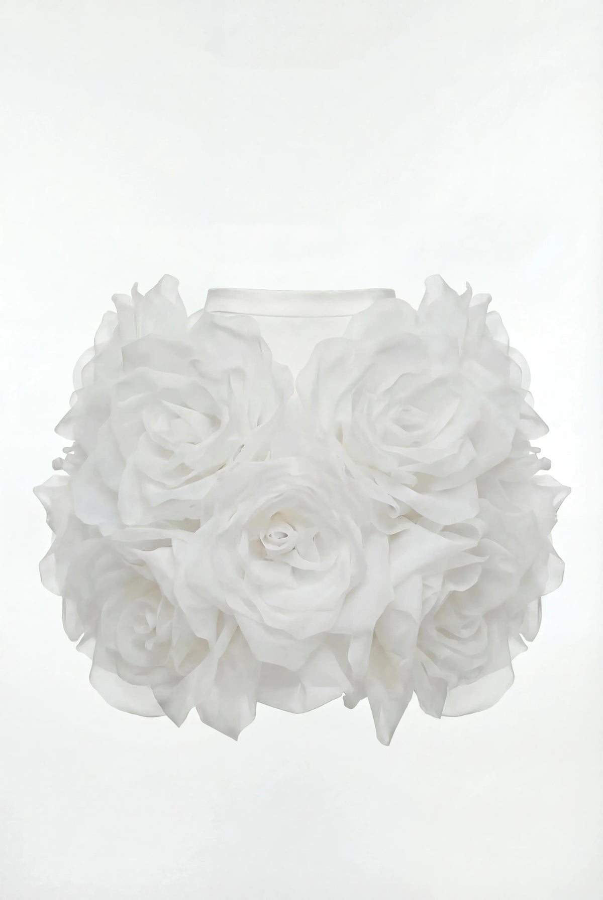 WHITE MINI SKIRT WITH ORGANZA FLOWERS