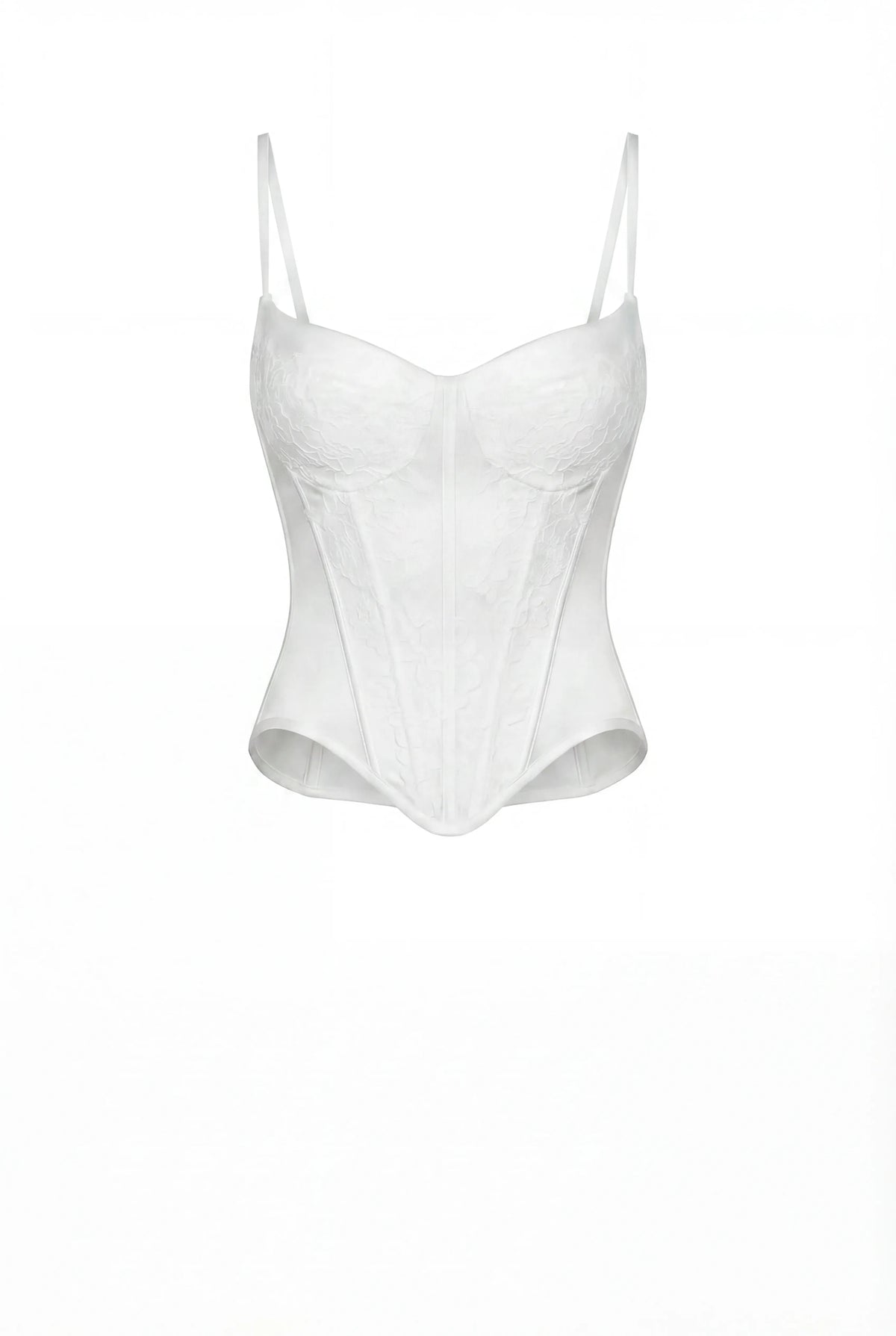 WHITE CORSET WITH CHANTILLY LACE