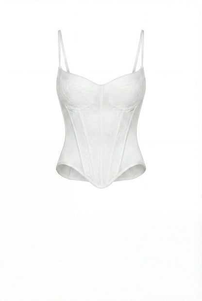 WHITE CORSET WITH CHANTILLY LACE