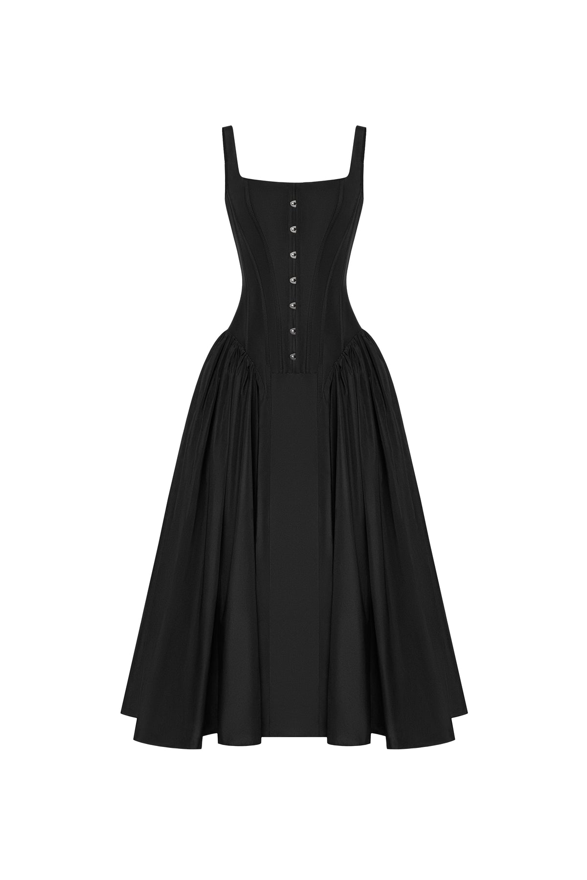 BLACK CORSET MIDI DRESS