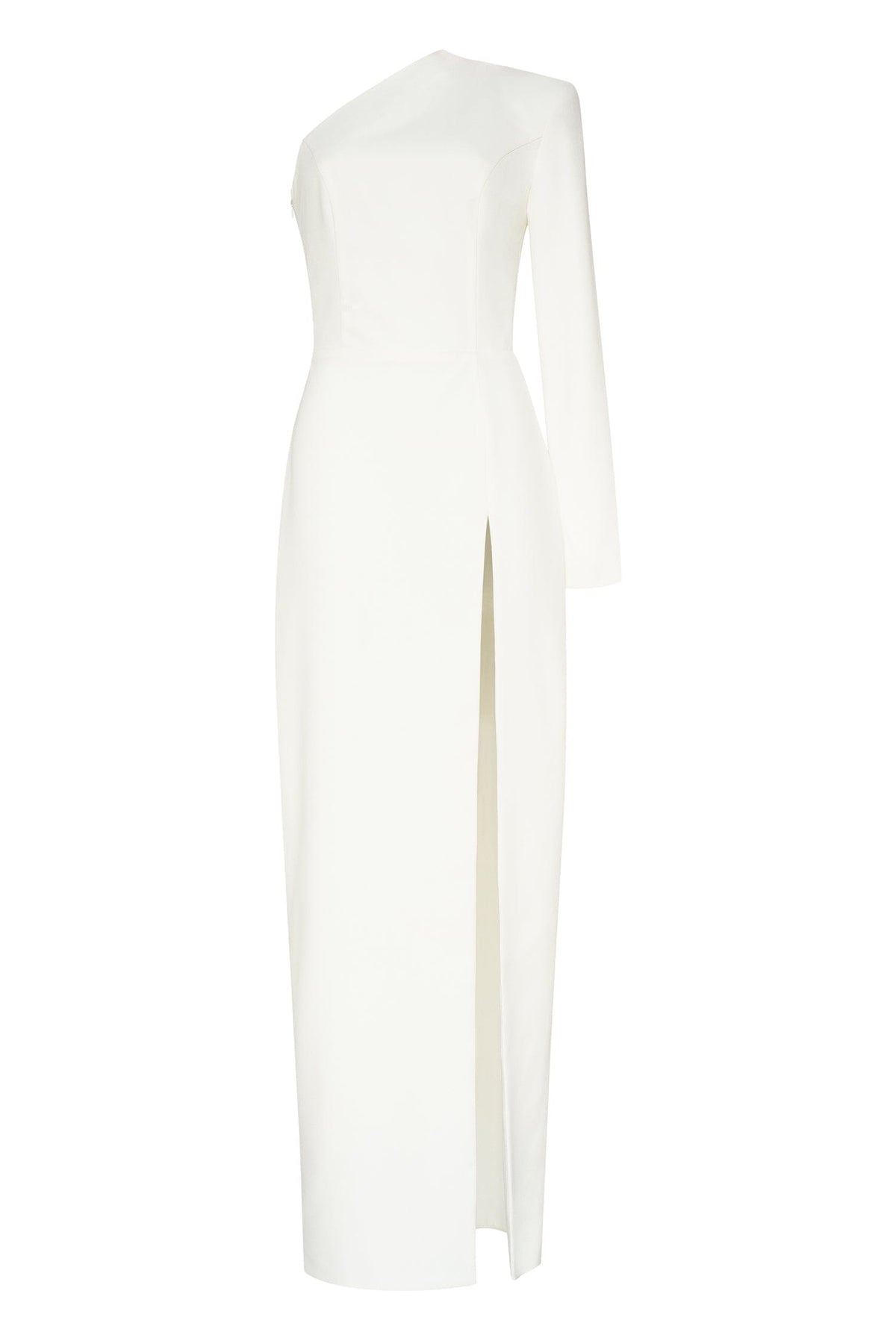 WHITE LONG-SLEEVED DRESS WITH SHARP SHOULDER CUT