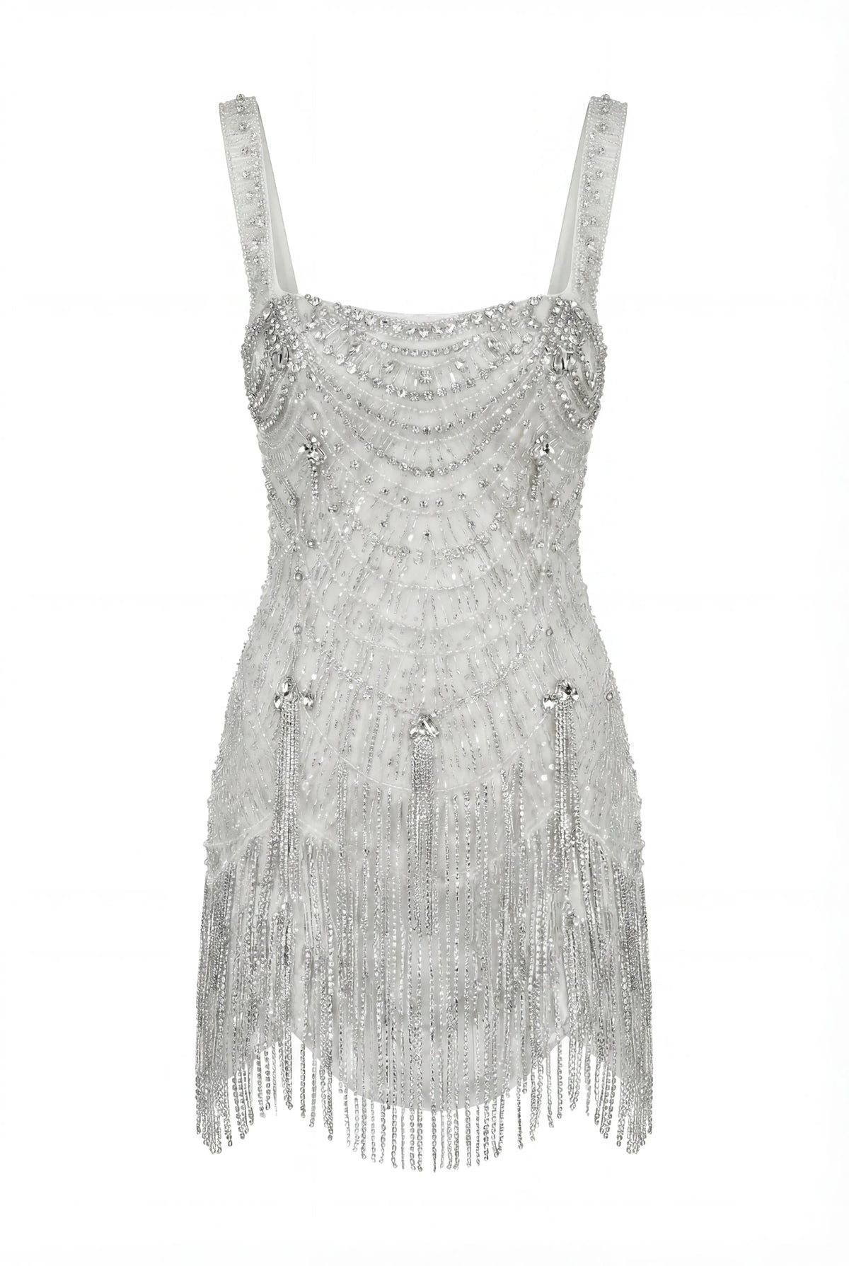 IVORY EMBELLISHED LACE MINI DRESS