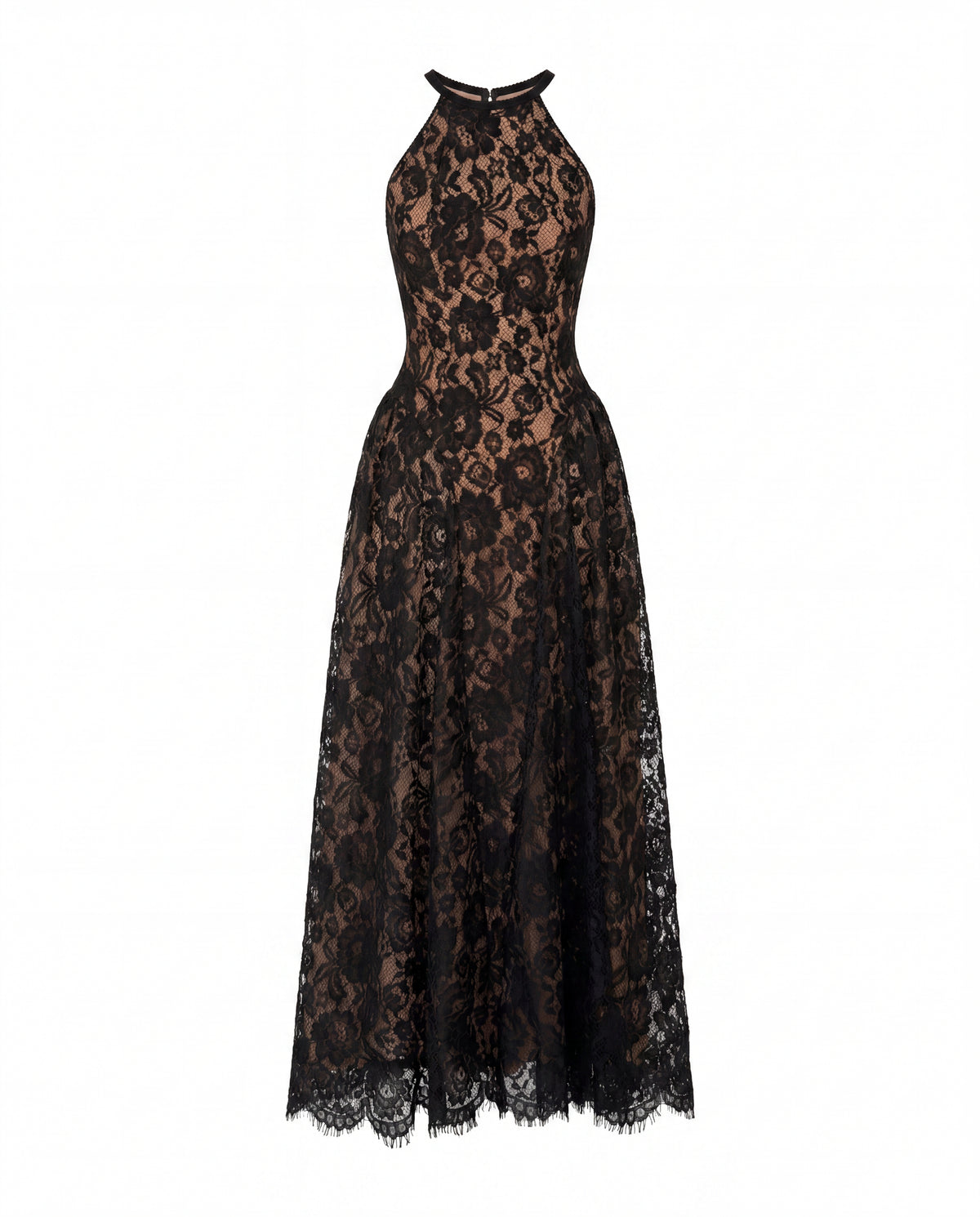 BLACK CHANTILLY LACE MAXI DRESS