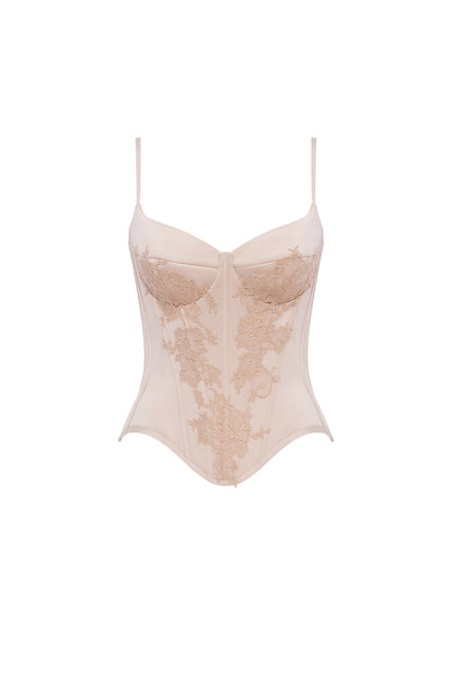 BEIGE SCULPTING LACE CORSET, PARISIENNE