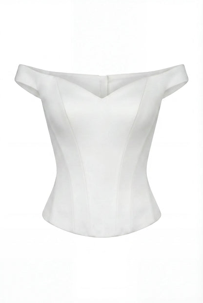 SOFT WHITE CORSET WITH LACE TRIM