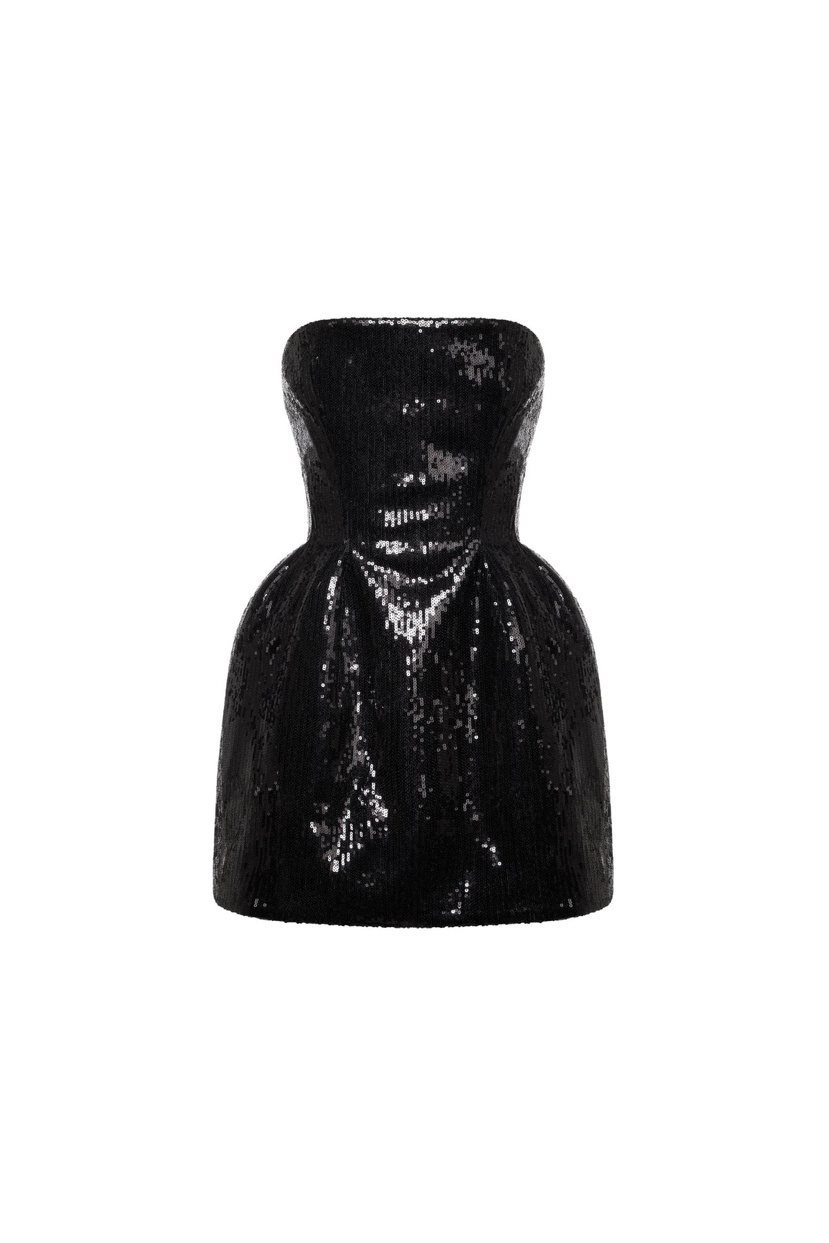 SCULPTED BLACK SHINY MINI DRESS