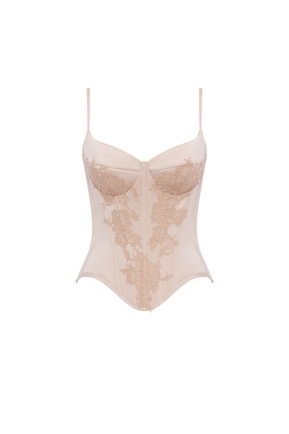 Beige sculpting lace corset