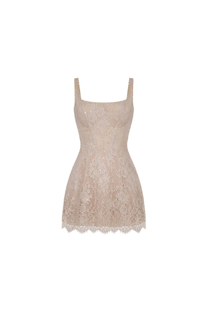 BEIGE CORSET MINI DRESS