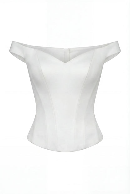 SOFT WHITE CORSET WITH LACE TRIM