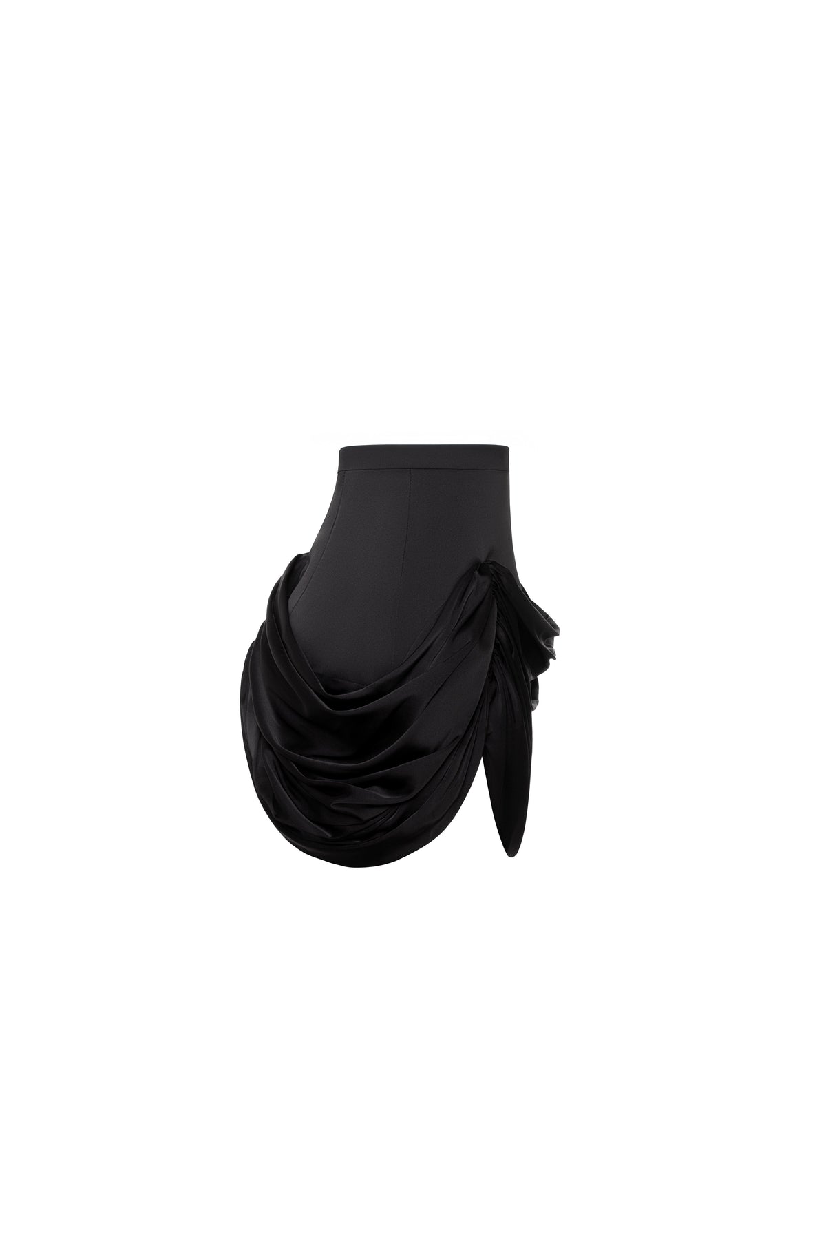 BLACK MINI SKIRT WITH DRAPING