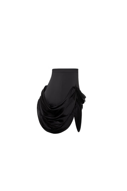 BLACK MINI SKIRT WITH DRAPING