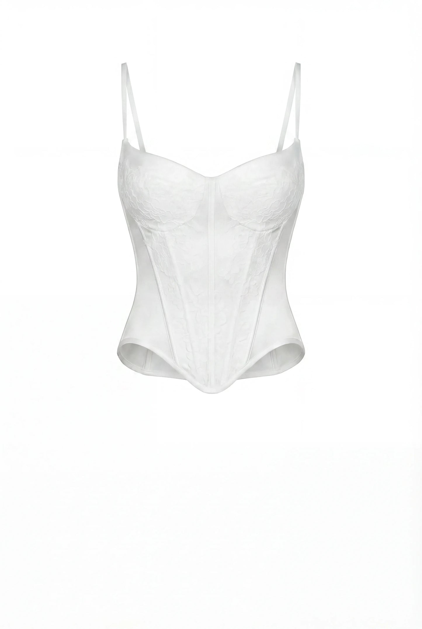 WHITE CORSET WITH CHANTILLY LACE