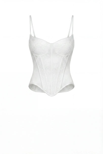 WHITE CORSET WITH CHANTILLY LACE