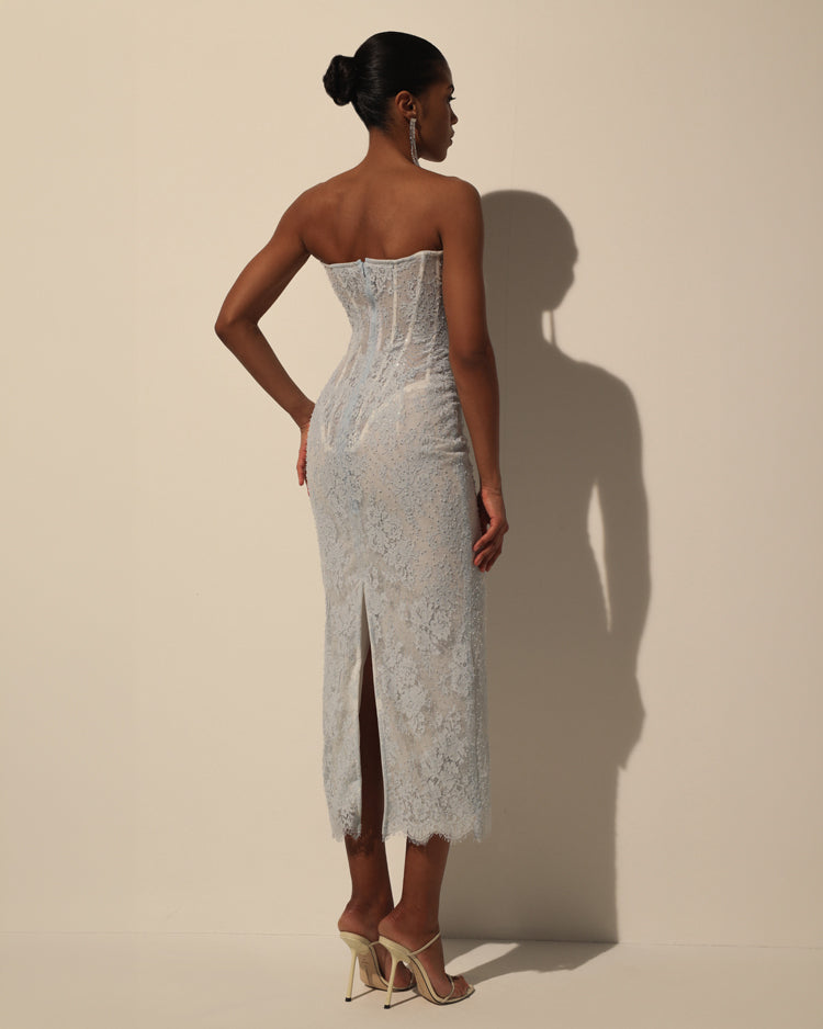 BEADED LACE CORSET DRESS