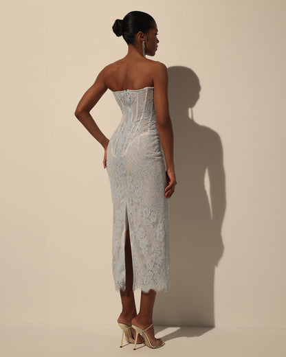 BEADED LACE CORSET DRESS