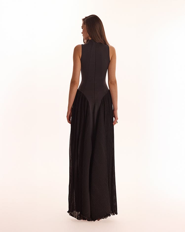 ELEGANT MOCK NECK MAXI DRESS, PARISIENNE
