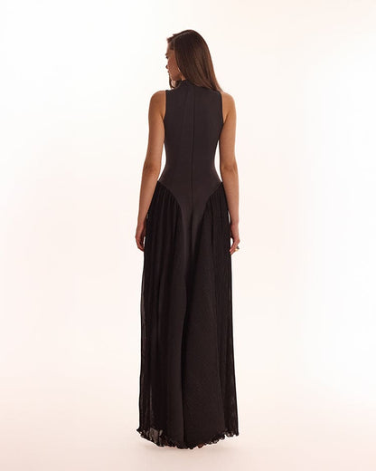 ELEGANT MOCK NECK MAXI DRESS, PARISIENNE